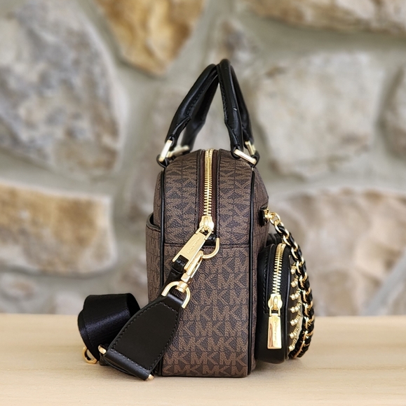 Michael Kors Elliot MD Logo Crossbody Brown - Picture 2 of 6